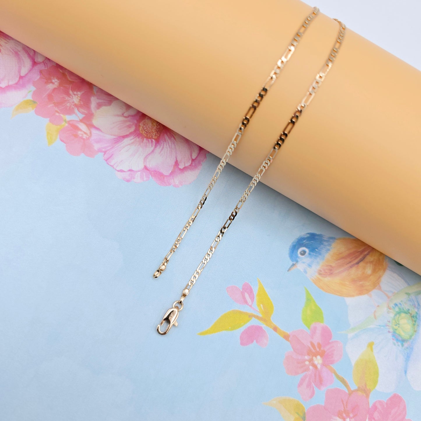 Elegant Rose Gold Figaro Chain Necklace – 50cm Brass Gold Plated, XPNL0113 (2012-3)