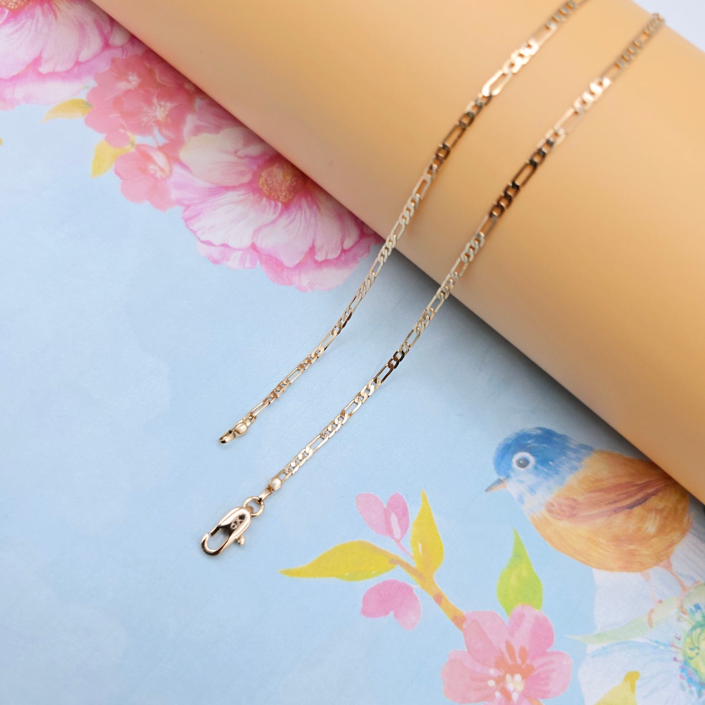Elegant Rose Gold Figaro Chain Necklace – 50cm Brass Gold Plated, XPNL0113 (2012-3)