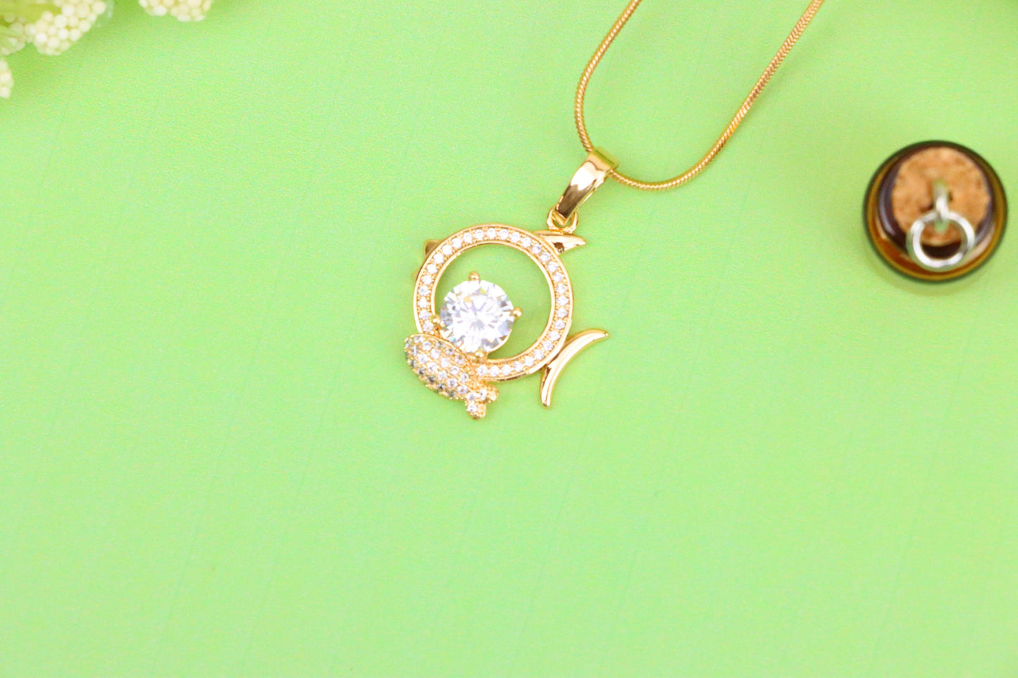 Rose Gold Pisces Pendant with CZ Accents in Zodiac Fish Design, XPPT1550 (2143-2)