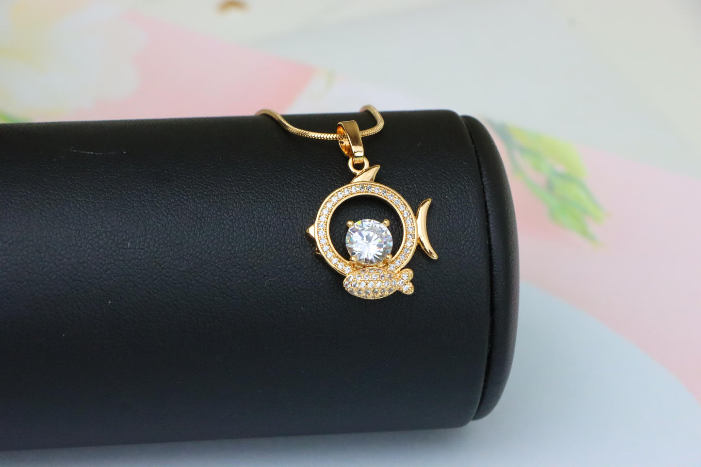 Rose Gold Pisces Pendant with CZ Accents in Zodiac Fish Design, XPPT1550 (2143-2)