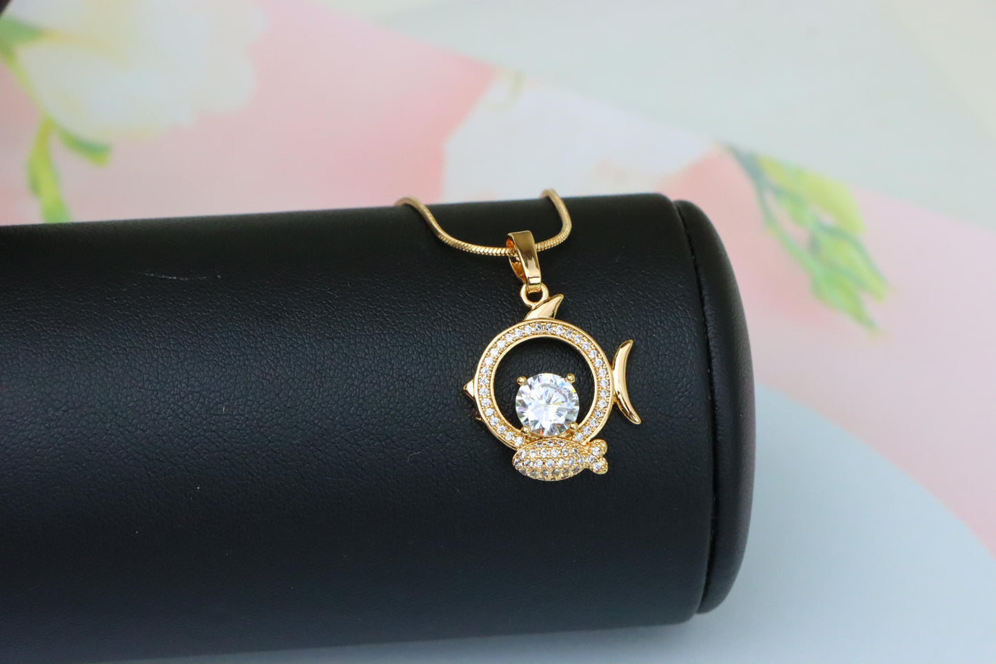 Rose Gold Pisces Pendant with CZ Accents in Zodiac Fish Design, XPPT1550 (2143-2)