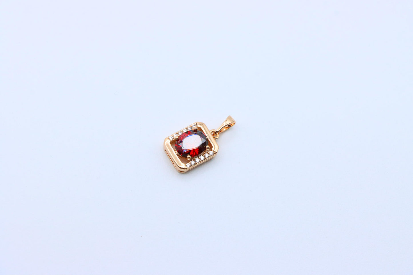 Elegant Red CZ Rose Gold Pendant with Mini Crystal Accents, XPPT1552 (2143-4)