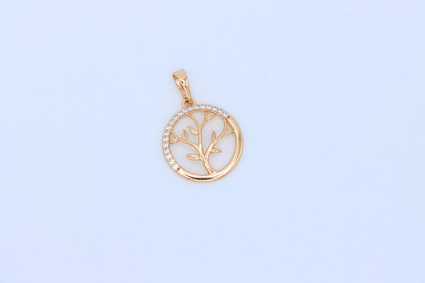 Tree of Life Rose Gold Pendant with CZ Accents in Circular Frame, XPPT1553 (2143-5)
