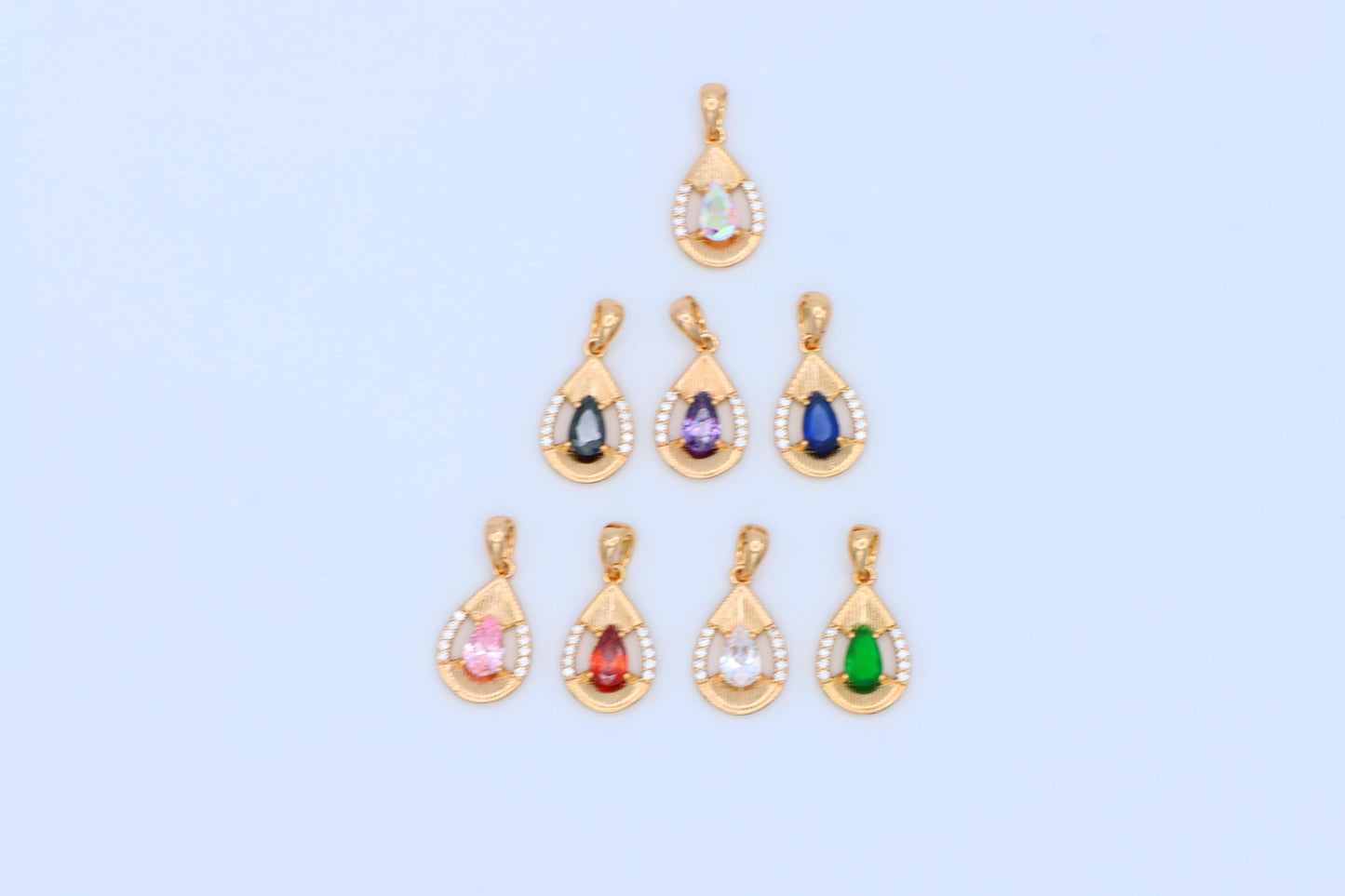 Teardrop Pink Pendant with Sparkling Crystals in Gold Plated Setting, XPPT1693 (2164-4)