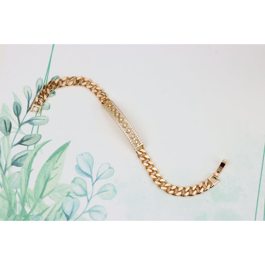Rose Gold Bracelet with Diamond-Cut Crisscross Bar Design, XPBL0855 (2086-4)