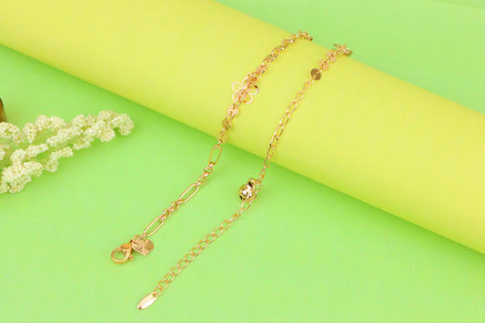 Rose Gold Anklet with Flower, Smiley & Peace Charms, XPAL1175 (2118-4)