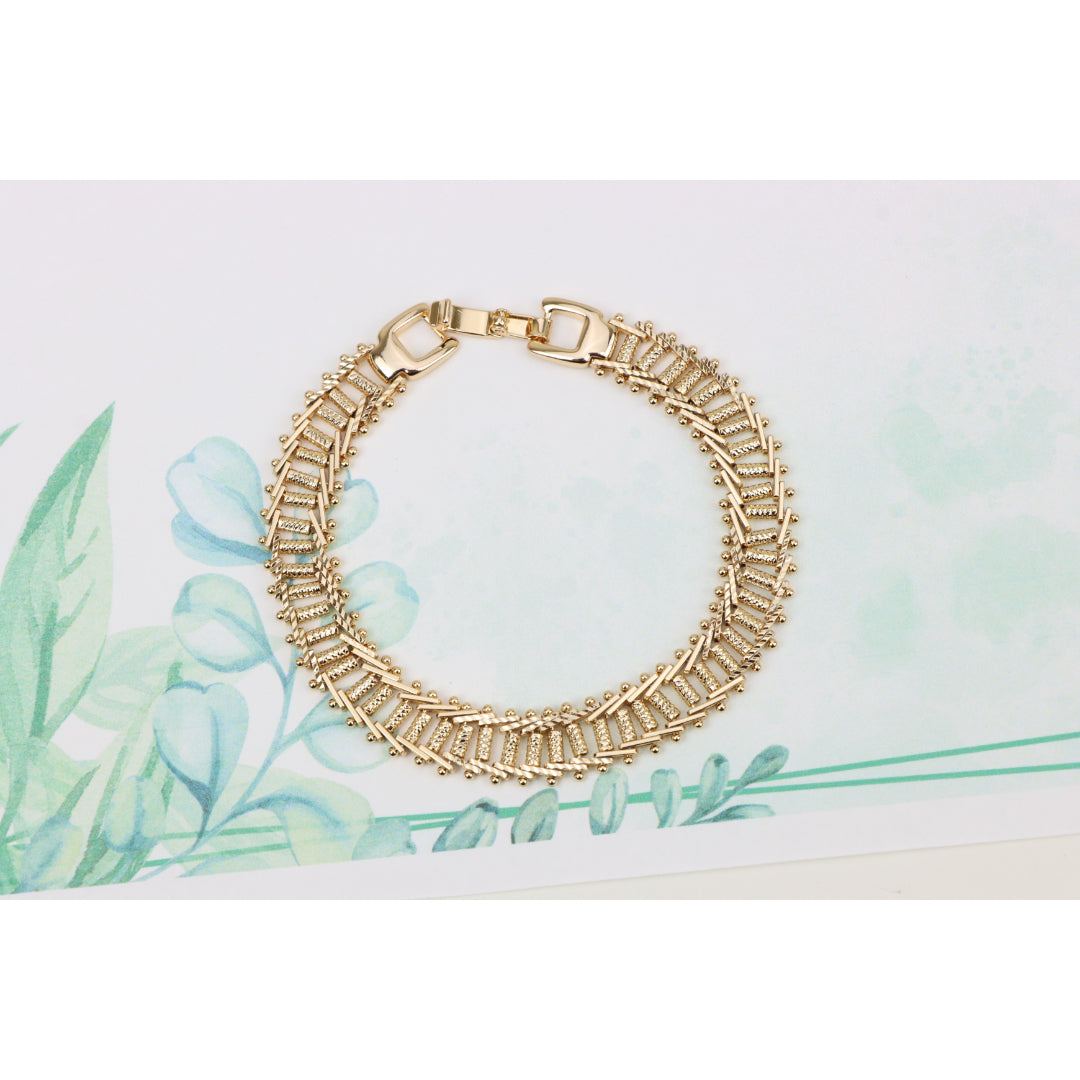 Elegant Rose Gold Plated Bracelet with Textured Ladder Design, XPBL0858 (2086-7)