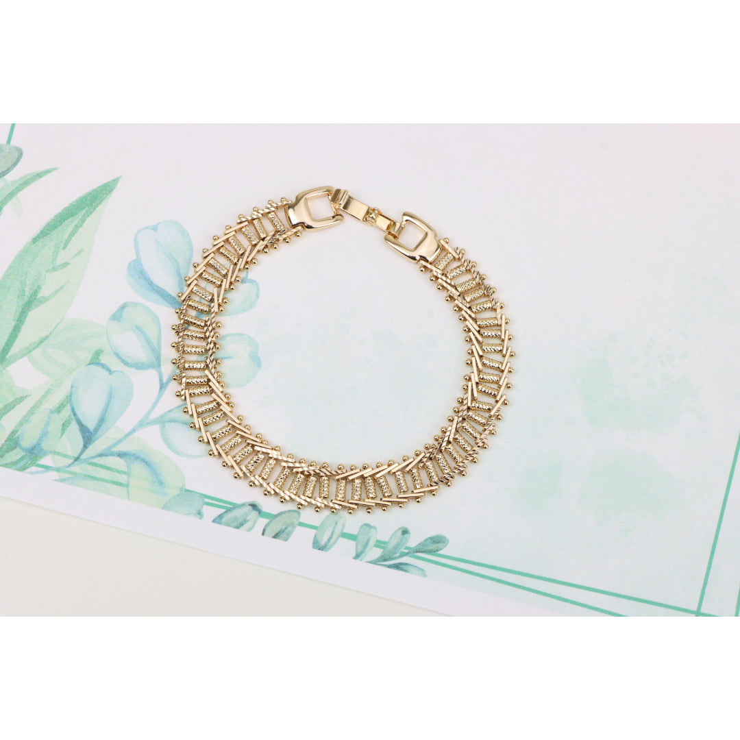 Elegant Rose Gold Plated Bracelet with Textured Ladder Design, XPBL0858 (2086-7)