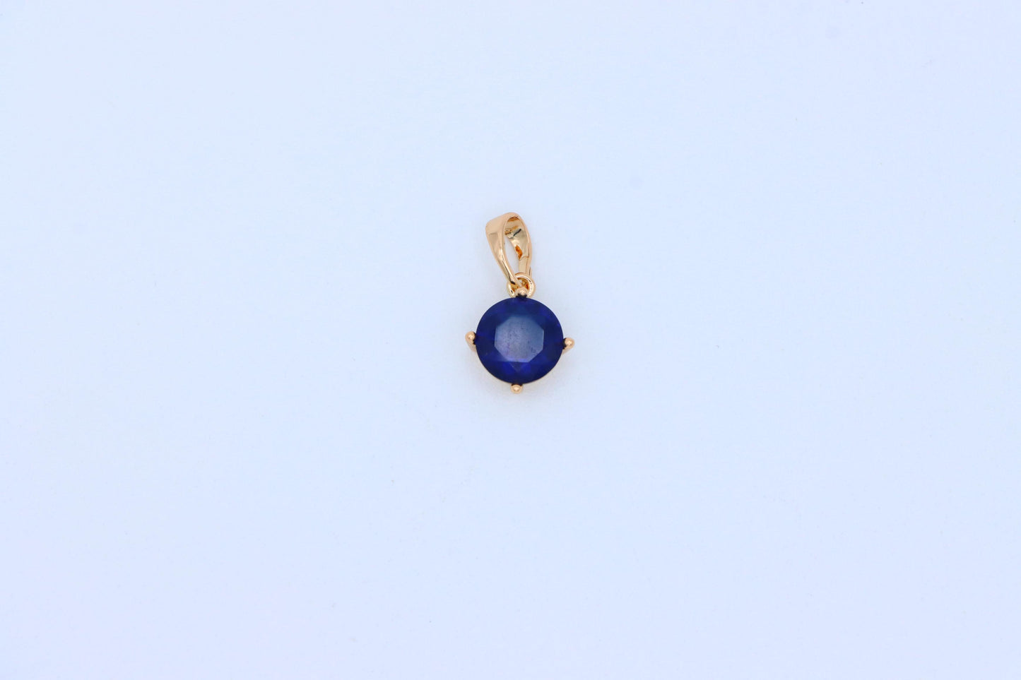 Elegant Round Blue Stone Pendant in Rose Gold Finish, XPPT1558 (2143-10)