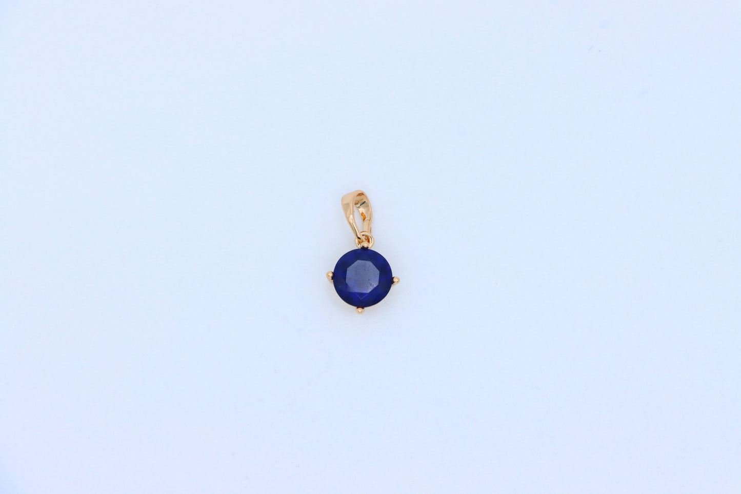Elegant Round Blue Stone Pendant in Rose Gold Finish, XPPT1558 (2143-10)