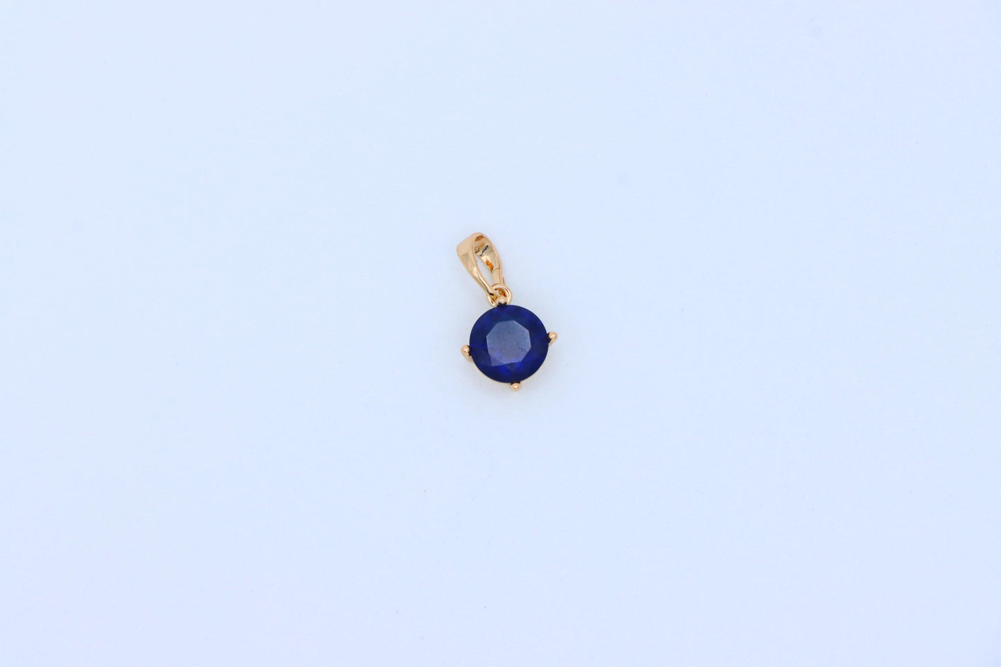 Elegant Round Blue Stone Pendant in Rose Gold Finish, XPPT1558 (2143-10)