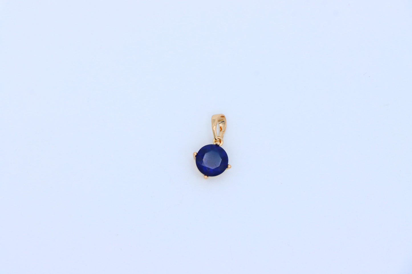 Elegant Round Blue Stone Pendant in Rose Gold Finish, XPPT1558 (2143-10)