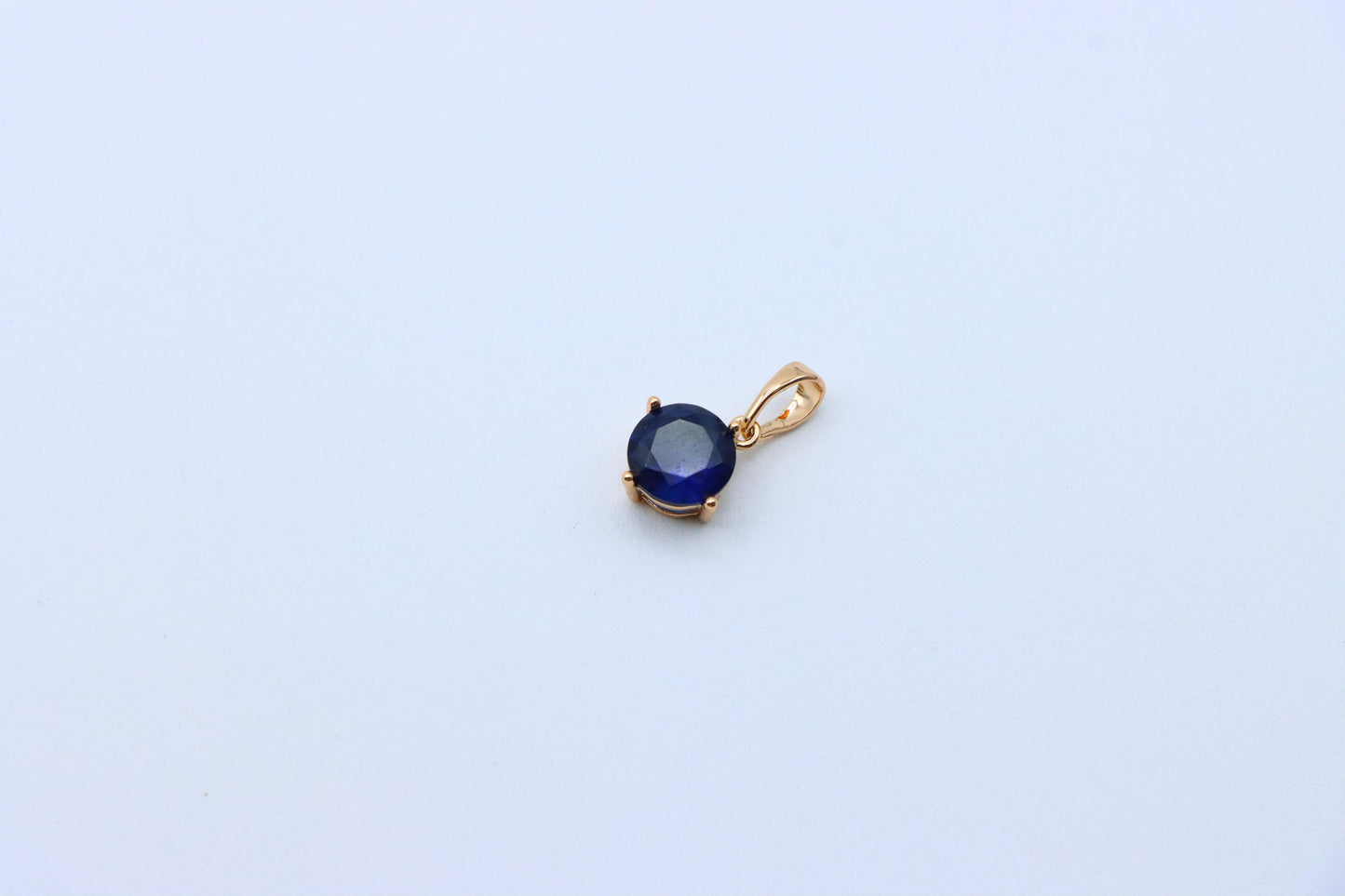 Elegant Round Blue Stone Pendant in Rose Gold Finish, XPPT1558 (2143-10)