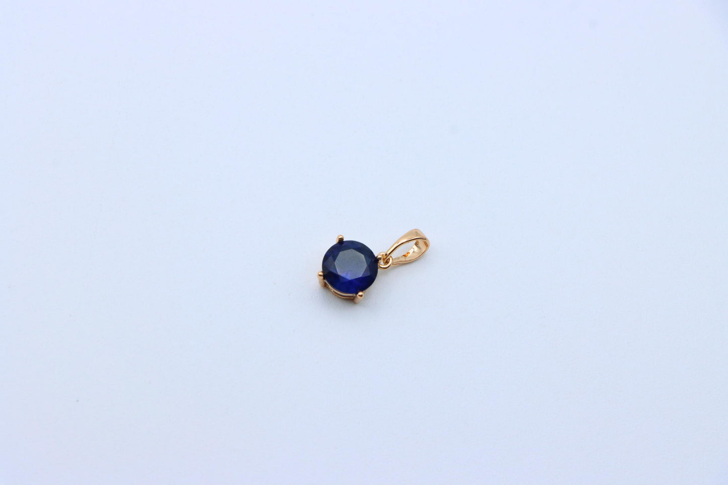 Elegant Round Blue Stone Pendant in Rose Gold Finish, XPPT1558 (2143-10)