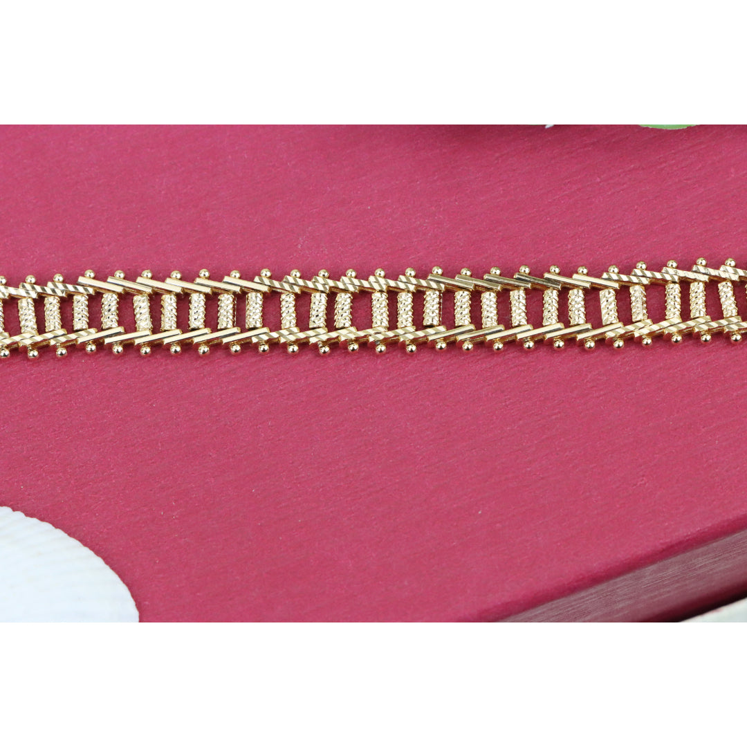 Elegant Rose Gold Plated Bracelet with Textured Ladder Design, XPBL0858 (2086-7)