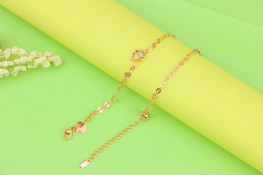Rose Gold Anklet with Heart & Peace Charms, XPAL1177 (2118-6)