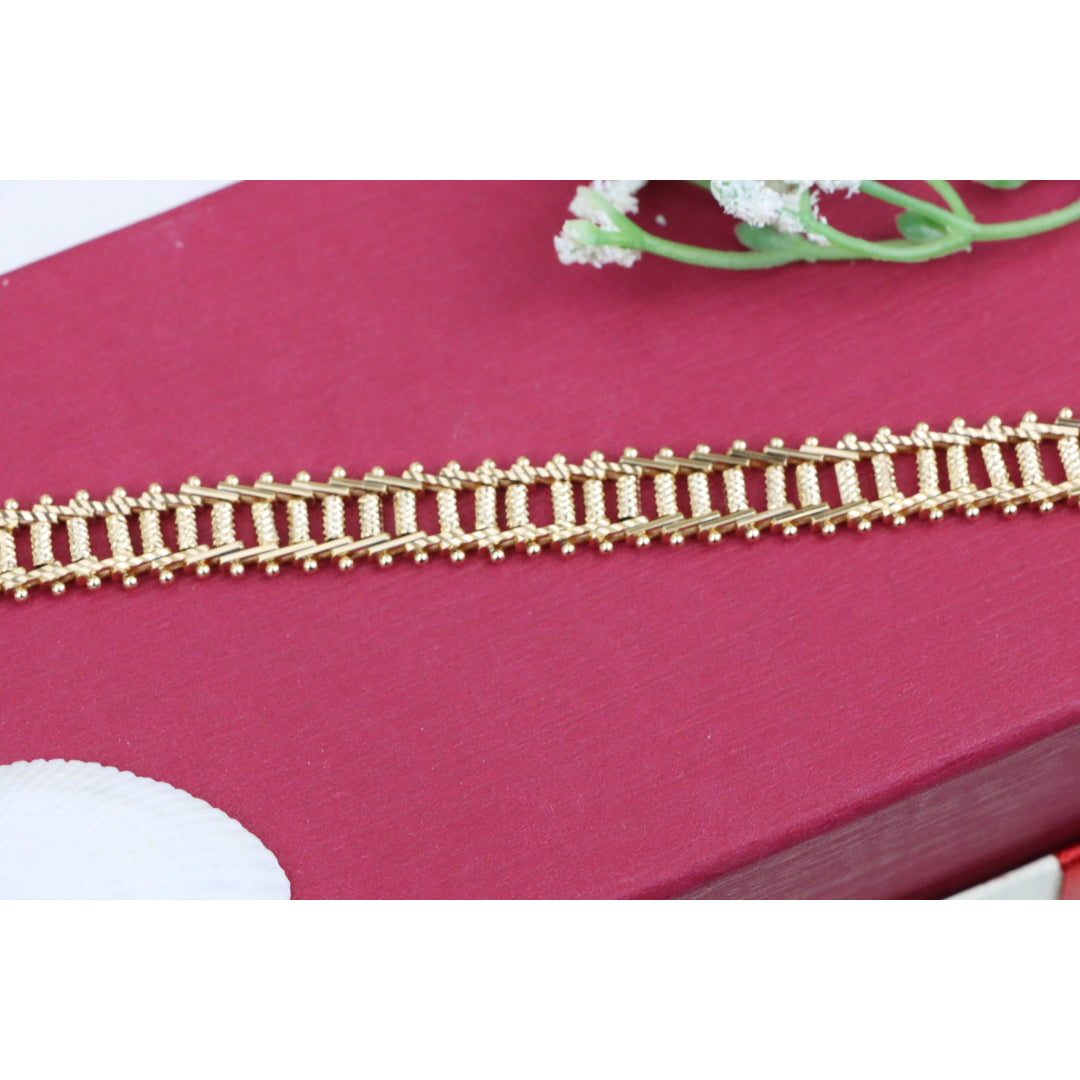 Elegant Rose Gold Plated Bracelet with Textured Ladder Design, XPBL0858 (2086-7)