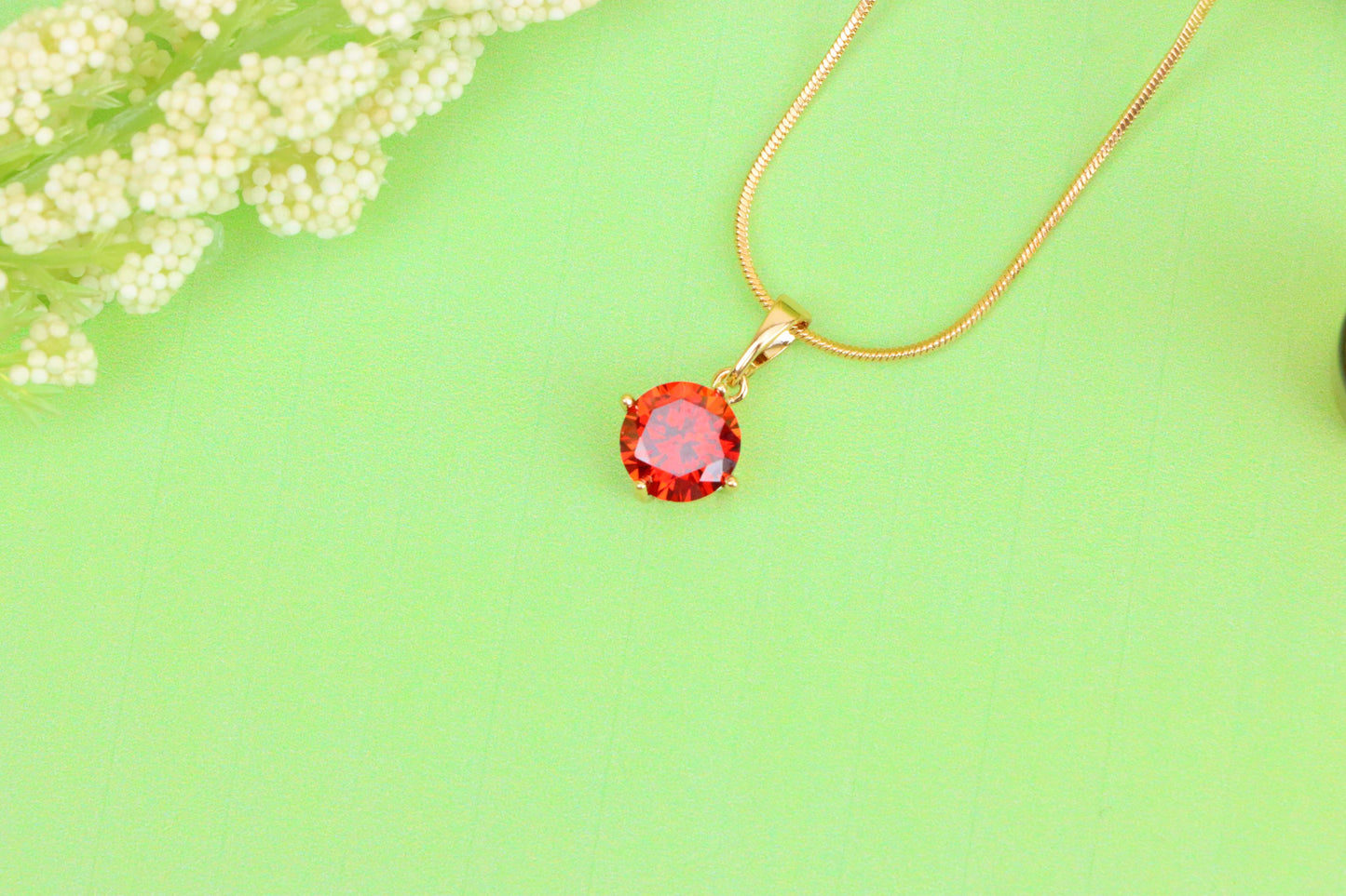 Round Red Stone Pendant in Rose Gold Finish, XPPT1559 (2143-10)