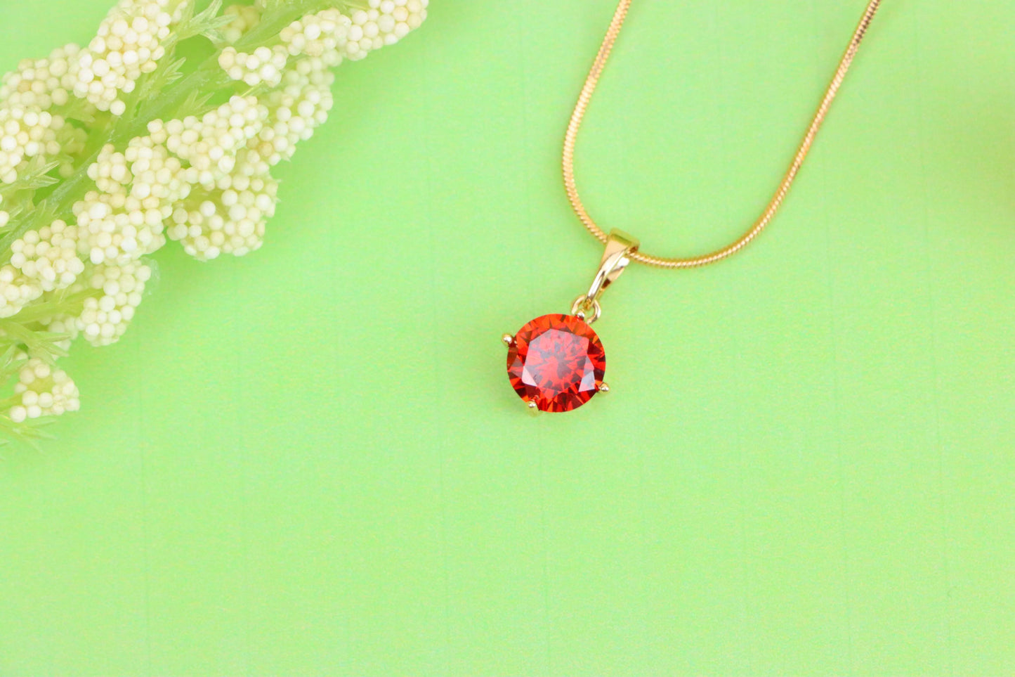 Round Red Stone Pendant in Rose Gold Finish, XPPT1559 (2143-10)