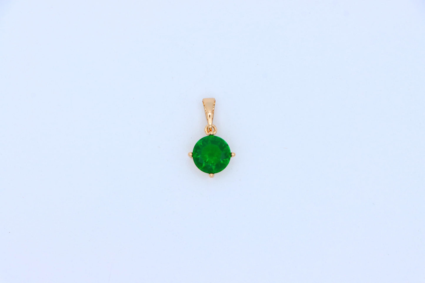 Round Green Stone Pendant in Rose Gold Finish, XPPT1560 (2143-10)