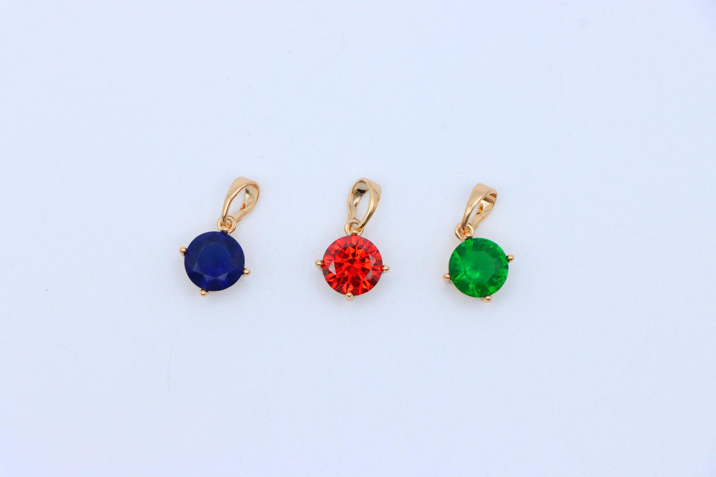 Round Green Stone Pendant in Rose Gold Finish, XPPT1560 (2143-10)