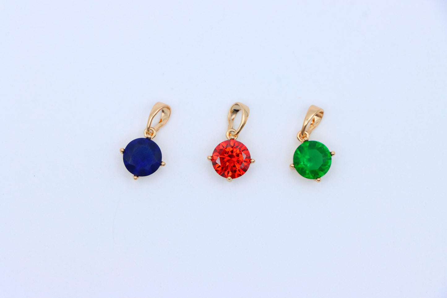 Round Green Stone Pendant in Rose Gold Finish, XPPT1560 (2143-10)