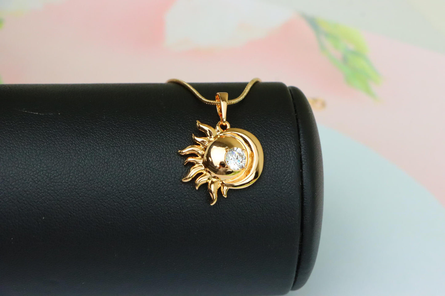 Round Green Stone Pendant in Rose Gold Finish, XPPT1561 (2144-1)