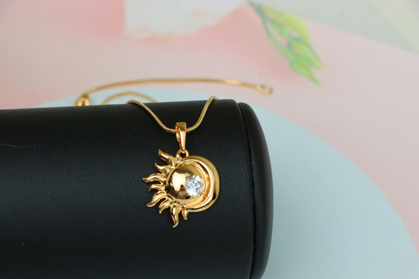 Round Green Stone Pendant in Rose Gold Finish, XPPT1561 (2144-1)