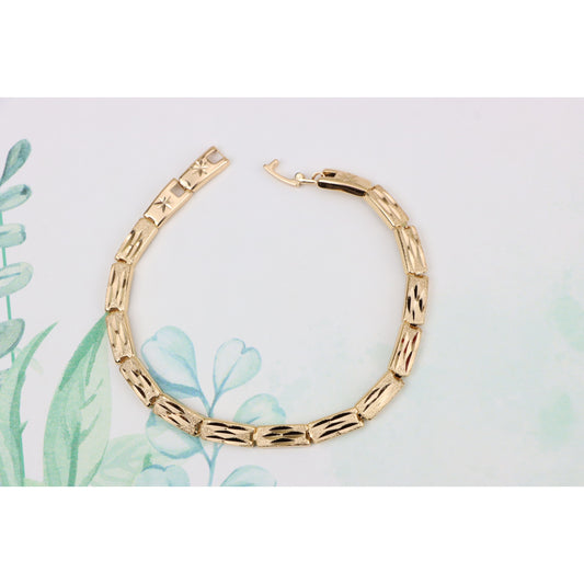 Textured Geometric Rose Gold Bracelet in Polished Finish, XPBL0862 (2087-1)