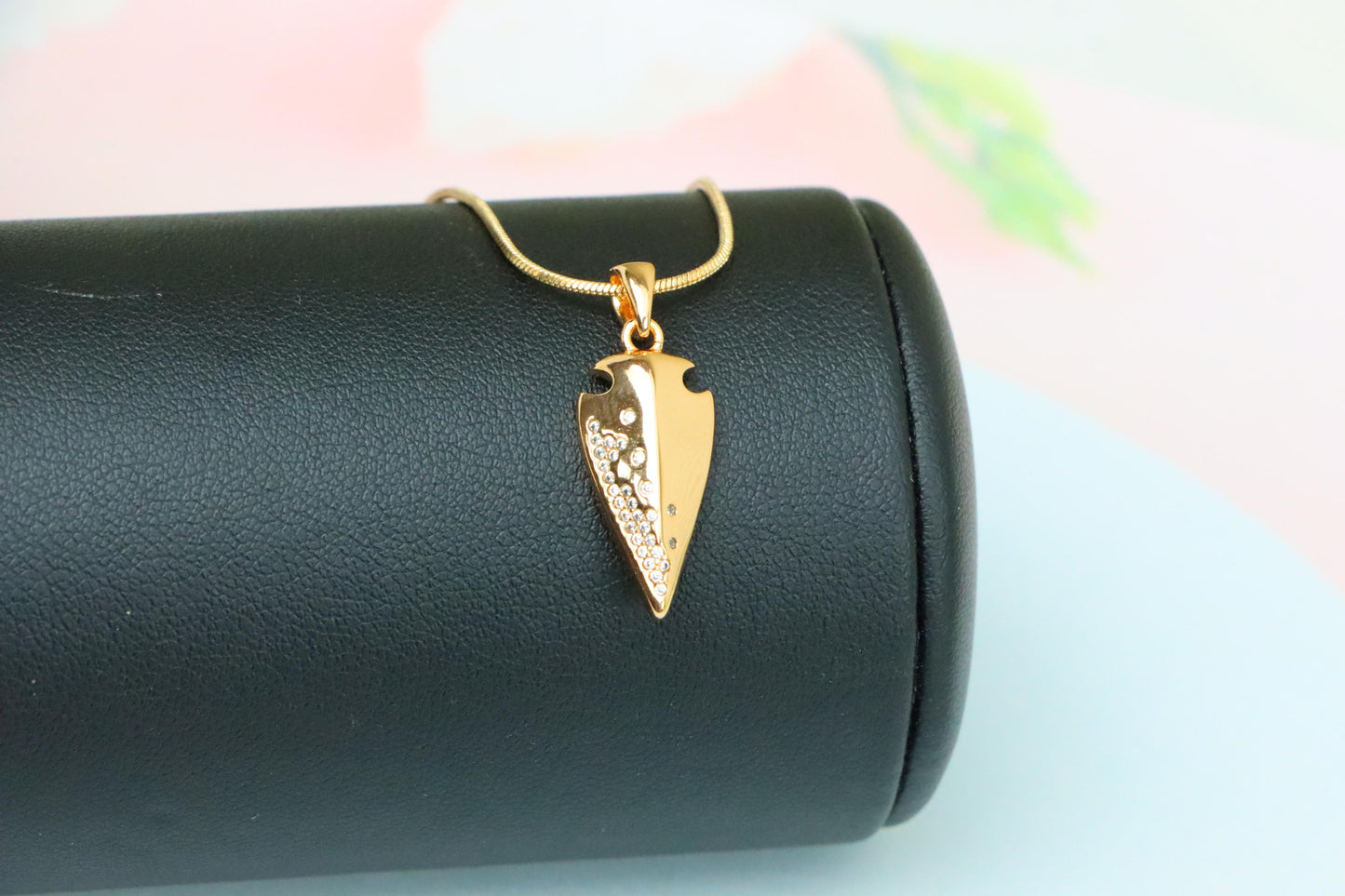 Arrowhead Shaped Rose Gold Pendant with Crystals, XPPT1562 (2144-2)