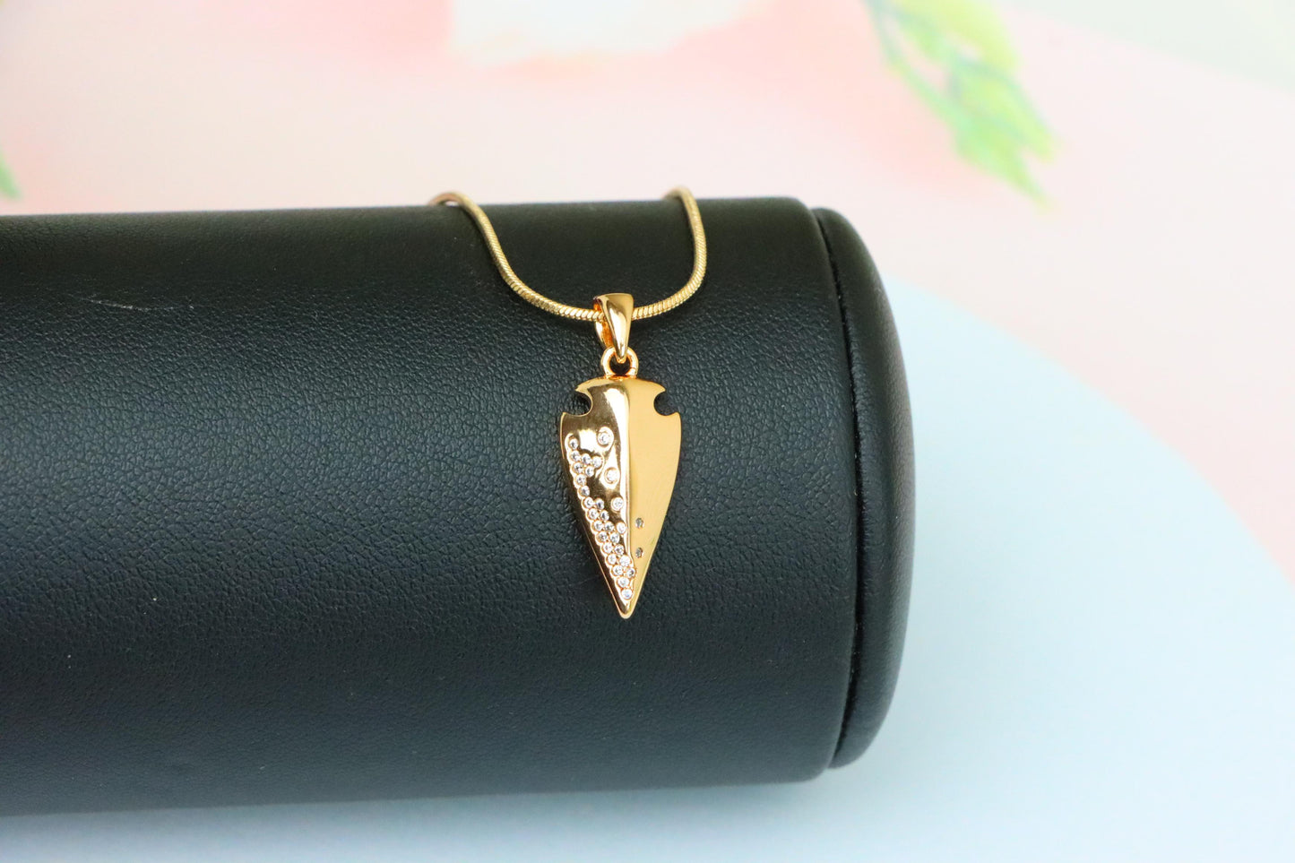 Arrowhead Shaped Rose Gold Pendant with Crystals, XPPT1562 (2144-2)
