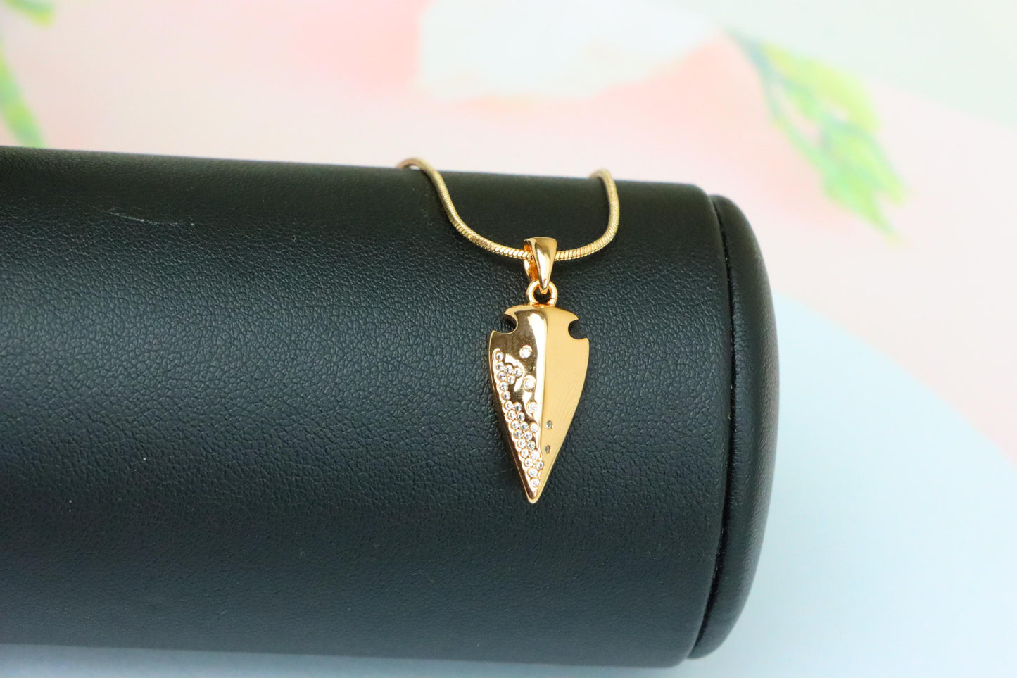 Arrowhead Shaped Rose Gold Pendant with Crystals, XPPT1562 (2144-2)
