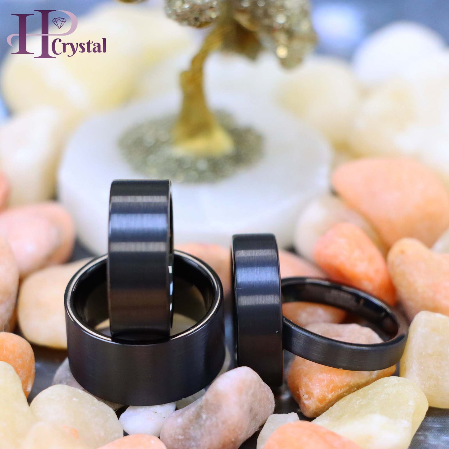 Black IP Plated Brushed Pipe Cut Band Tungsten Ring