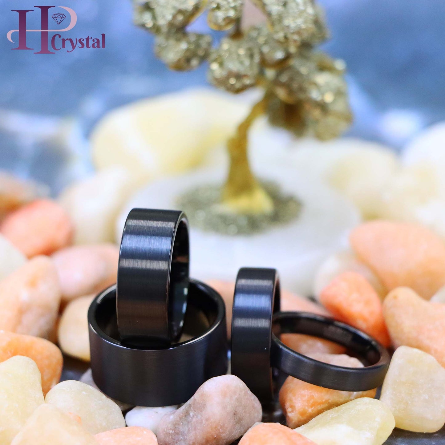 Black IP Plated Brushed Pipe Cut Band Tungsten Ring