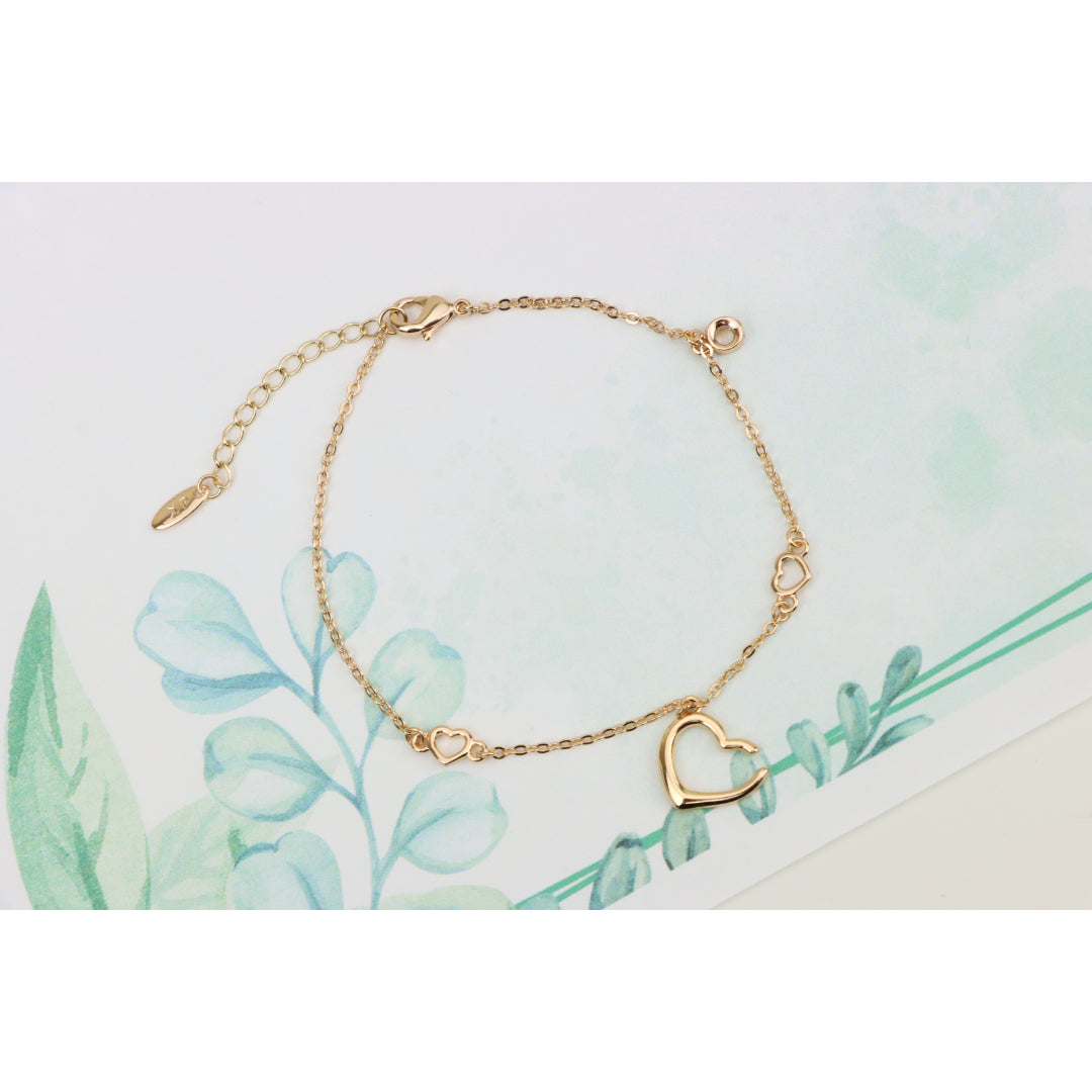 Delicate Rose Gold Heart Bracelet with Adjustable Chain Extender, XPBL0863 (2087-2)