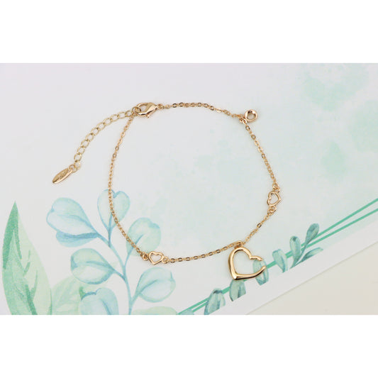 Delicate Rose Gold Heart Bracelet with Adjustable Chain Extender, XPBL0863 (2087-2)