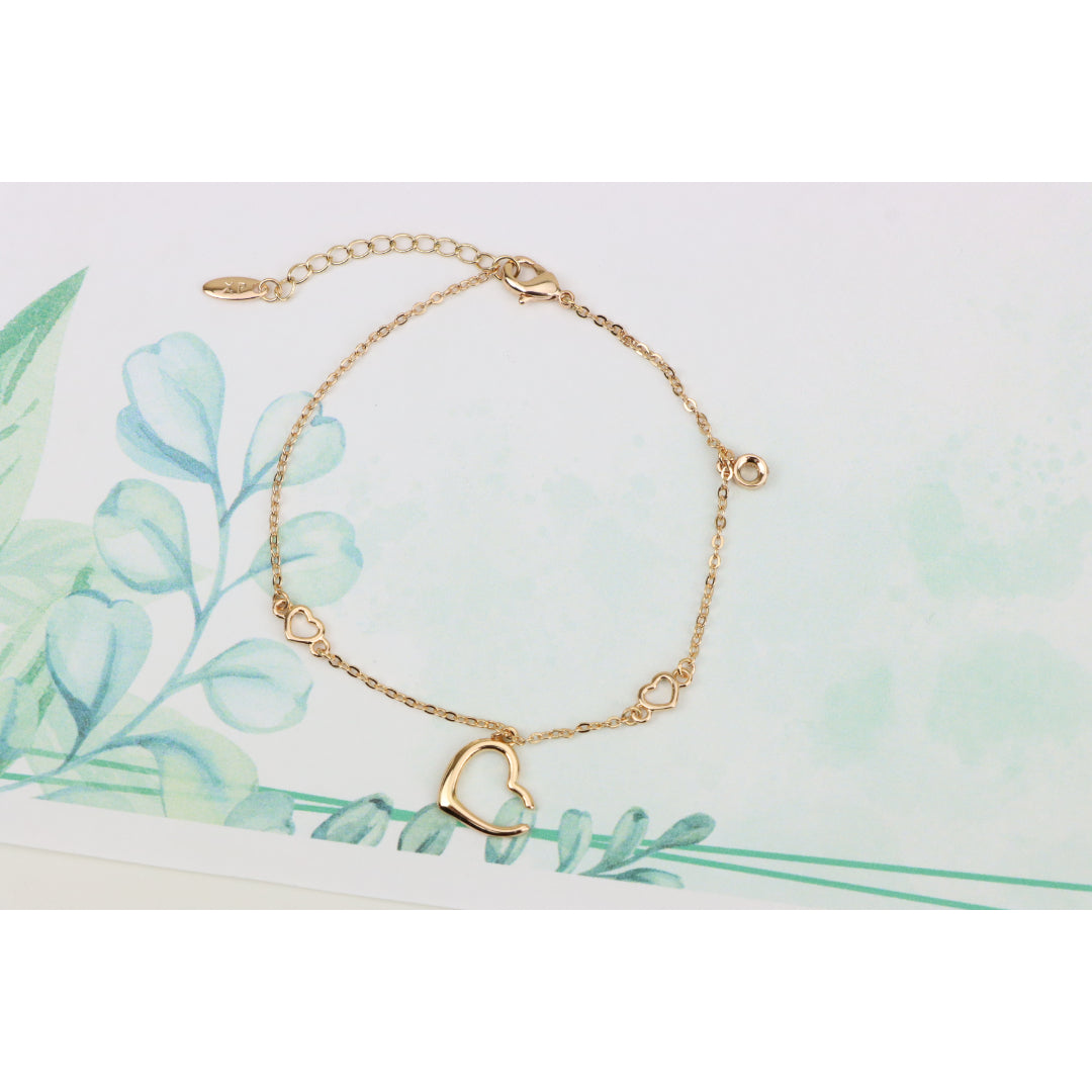 Delicate Rose Gold Heart Bracelet with Adjustable Chain Extender, XPBL0863 (2087-2)