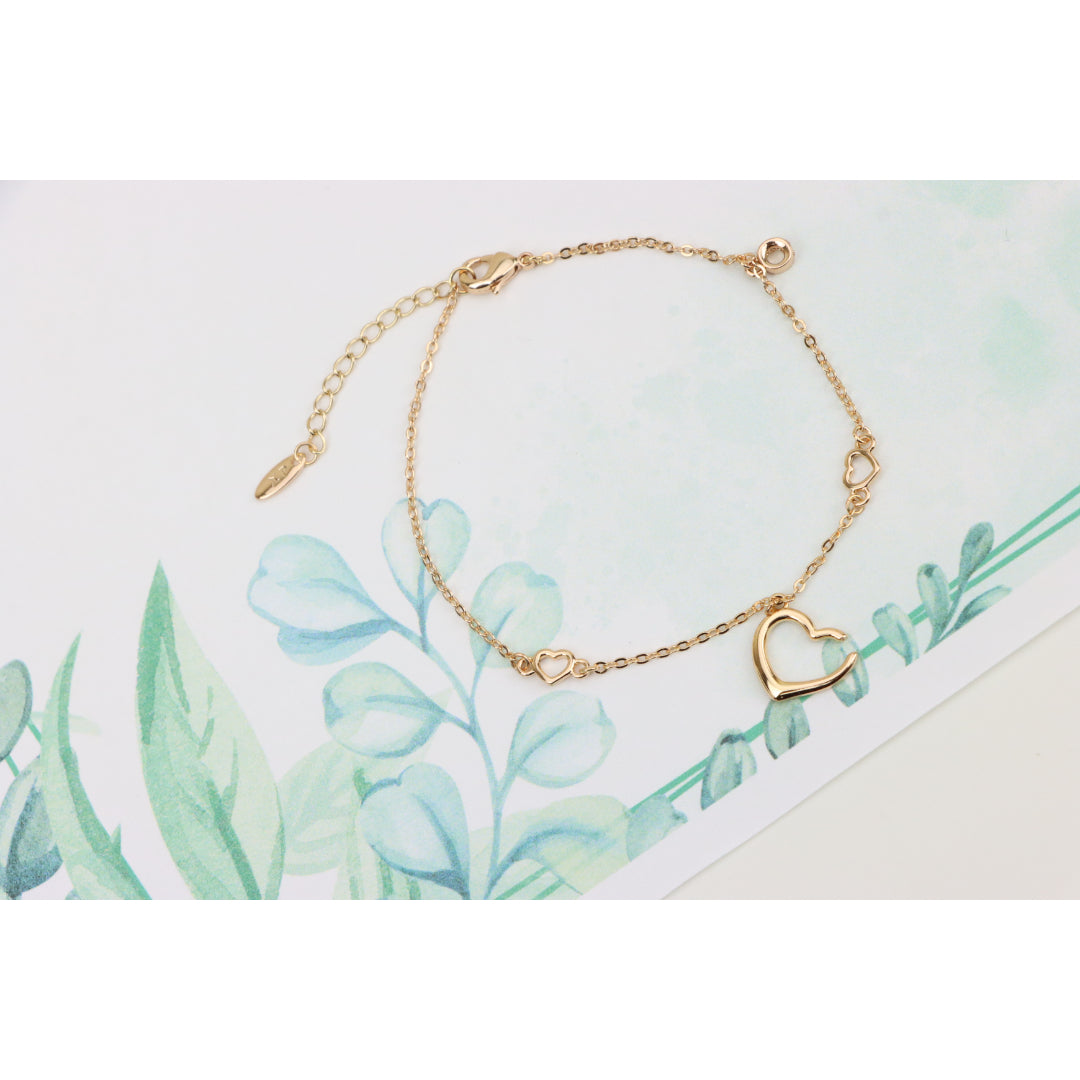 Delicate Rose Gold Heart Bracelet with Adjustable Chain Extender, XPBL0863 (2087-2)