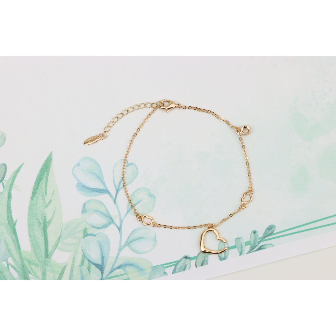 Delicate Rose Gold Heart Bracelet with Adjustable Chain Extender, XPBL0863 (2087-2)