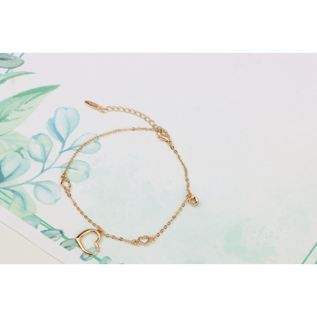 Delicate Rose Gold Heart Bracelet with Adjustable Chain Extender, XPBL0863 (2087-2)