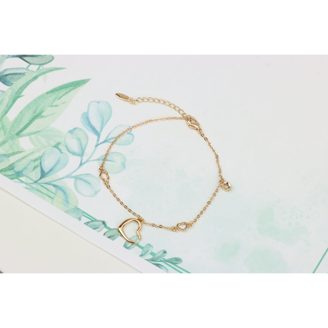 Delicate Rose Gold Heart Bracelet with Adjustable Chain Extender, XPBL0863 (2087-2)