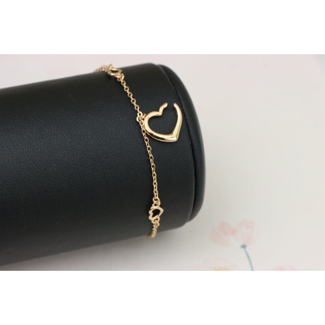 Delicate Rose Gold Heart Bracelet with Adjustable Chain Extender, XPBL0863 (2087-2)