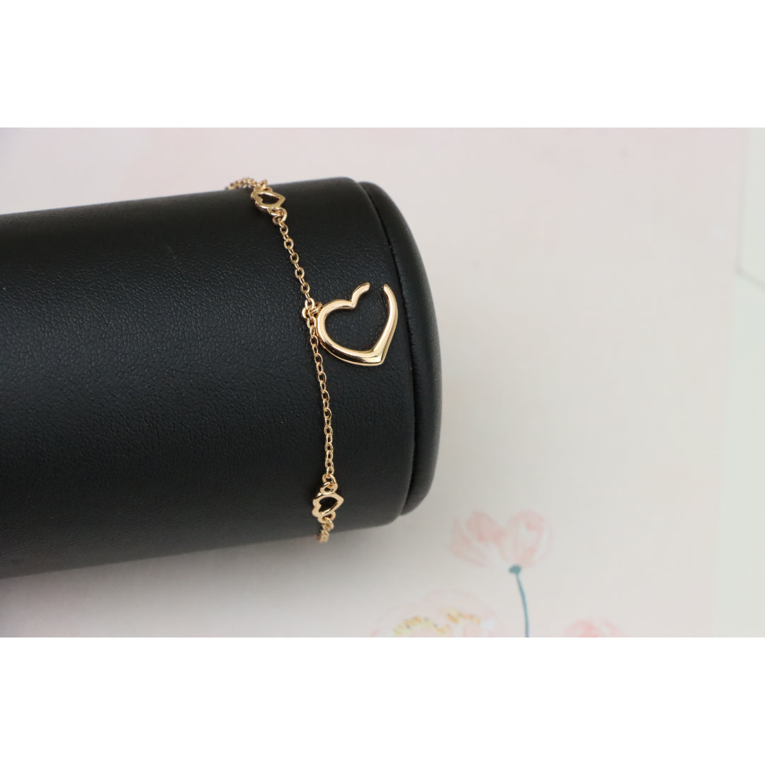 Delicate Rose Gold Heart Bracelet with Adjustable Chain Extender, XPBL0863 (2087-2)
