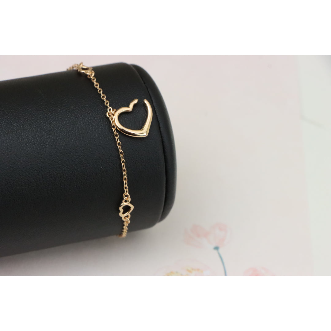 Delicate Rose Gold Heart Bracelet with Adjustable Chain Extender, XPBL0863 (2087-2)