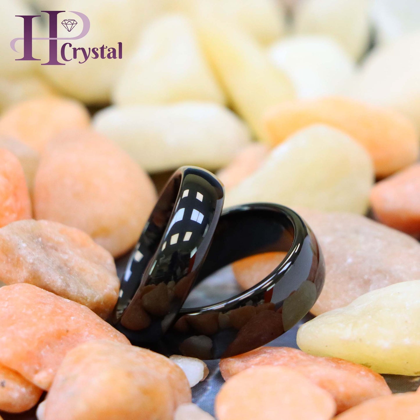 High Polish Black IP Plate Classic Domed Band Tungsten Ring