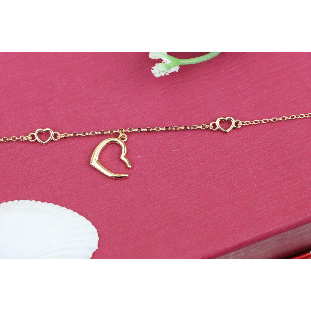 Delicate Rose Gold Heart Bracelet with Adjustable Chain Extender, XPBL0863 (2087-2)