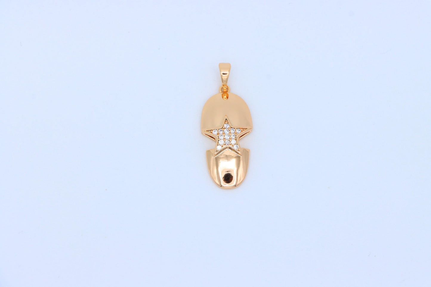 Star Accent Nail Design Rose Gold Pendant with Crystals, XPPT1564 (2144-4)