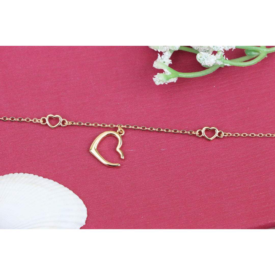 Delicate Rose Gold Heart Bracelet with Adjustable Chain Extender, XPBL0863 (2087-2)