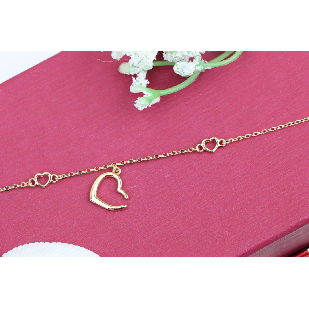 Delicate Rose Gold Heart Bracelet with Adjustable Chain Extender, XPBL0863 (2087-2)