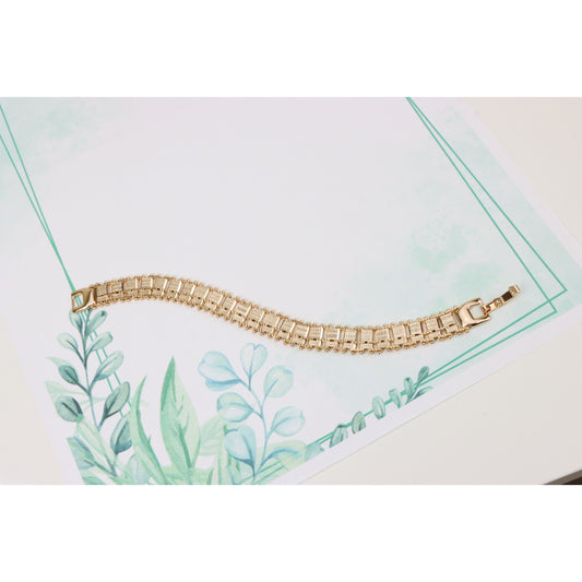 Elegant Rose Gold Bracelet with Geometric Pattern, XPBL0864 (2087-3)